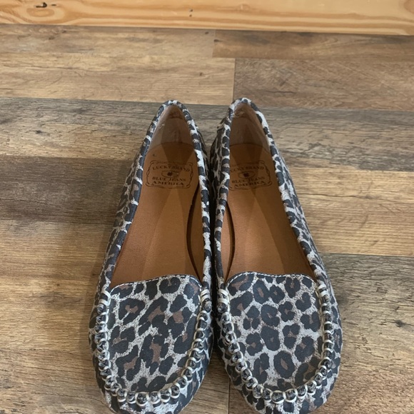 Lucky Brand leather cheetah printed moccasins flats shoes size 8.5M - Picture 2 of 6